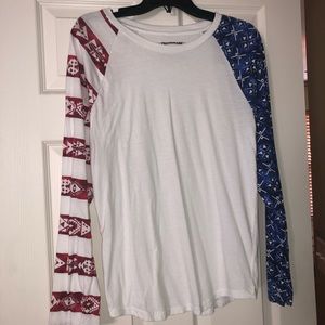 Trademark Red white and blue long sleeve shirt